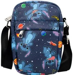 Lilo & Stitch -  Buckle-Down Stitch Space Poses Galaxy Blue Crossbody Bag NWT